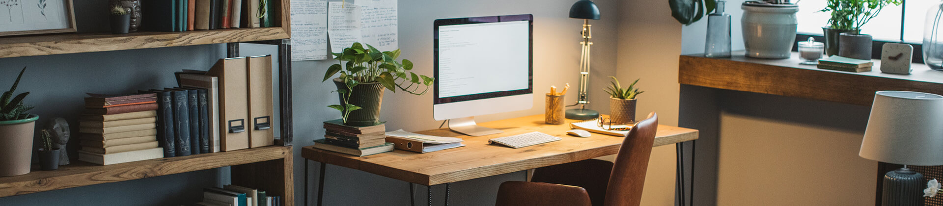 Home with computer on desk.